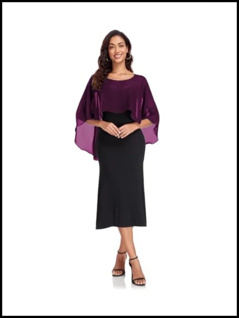 Sheer Chiffon Capelet Shawl Wrap for Evening Dresses Wedding Cover Up